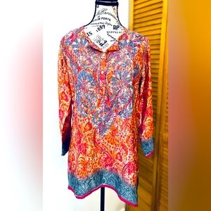 Love | Kyla  Embroidered Silk Blend Tunic